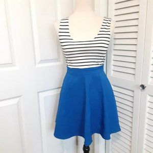 Altar'd State Blue Criss-Cross Back Dress Size S. Striped Top & Fully Lined.